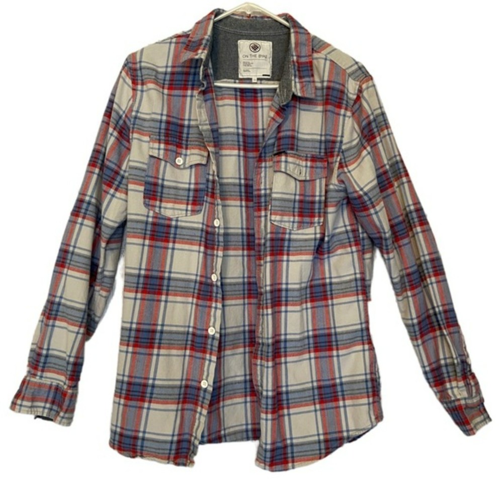 On the Byas Flannel Button Down Dres Casual Shirt